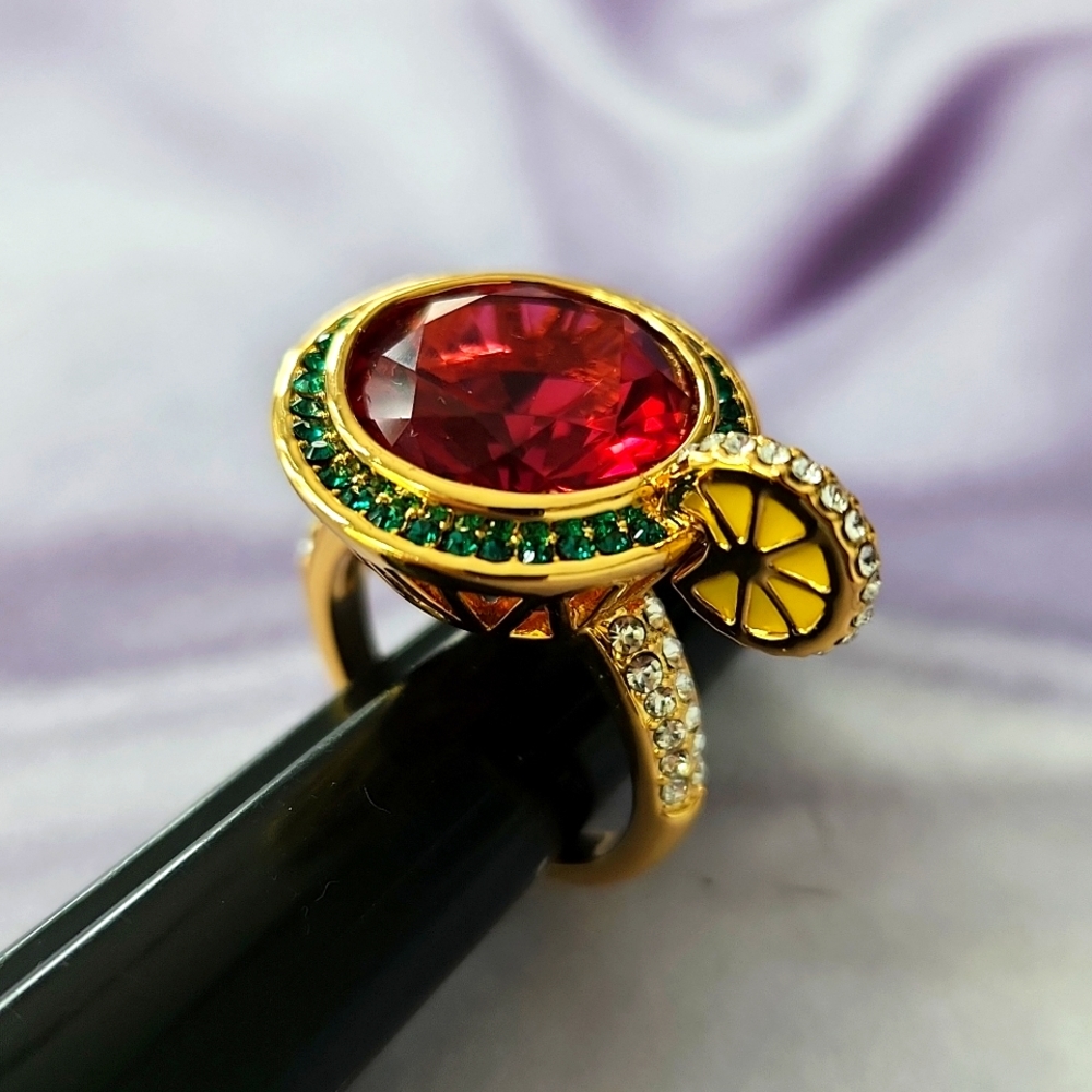 Cosmo cocktail ring martini size 8 multi color crystals